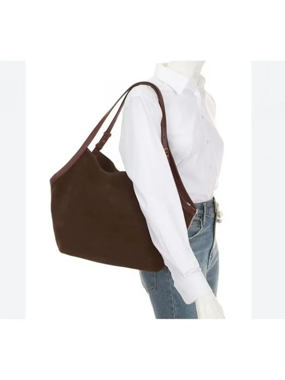KATE SPADE NY Deco suede extra large tulip tote bag + Dust bag Hot Fudge/ Brown
